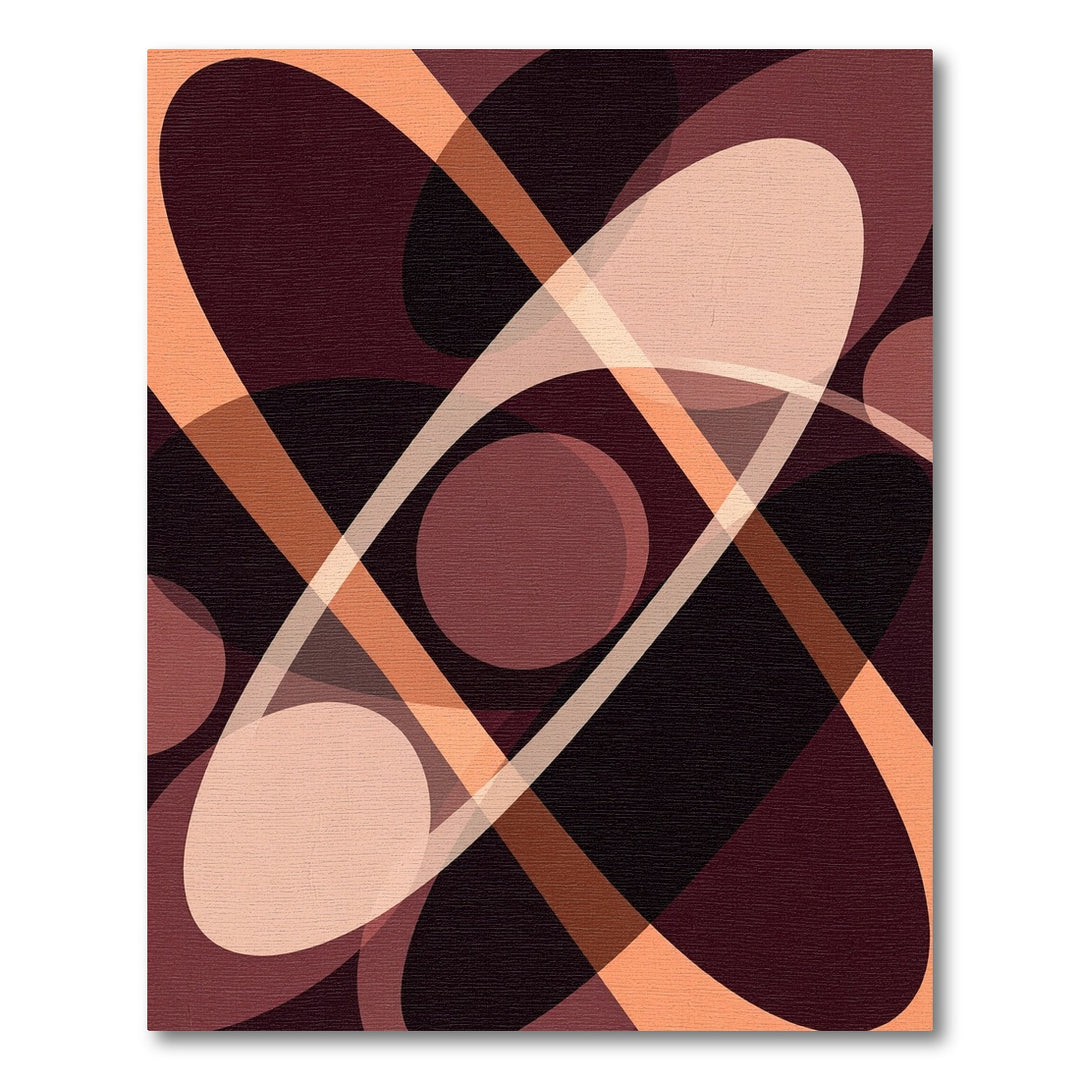 Deep Red Oval Stripe Composition Rug