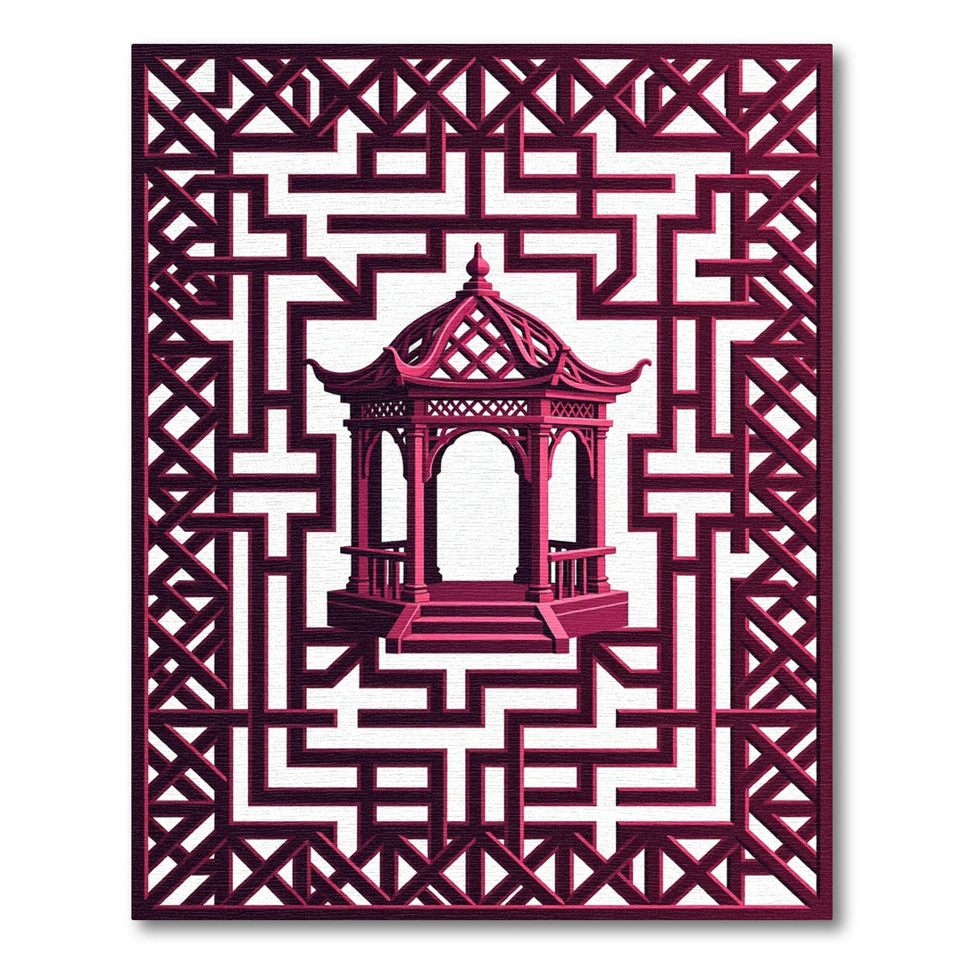 Crimson Gazebo Geometric Lattice Rug