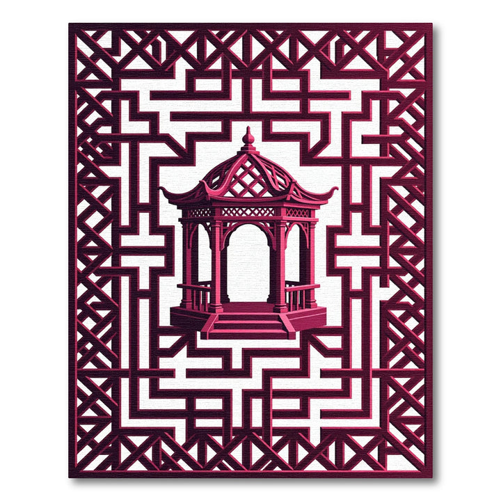 Crimson Gazebo Geometric Lattice Rug