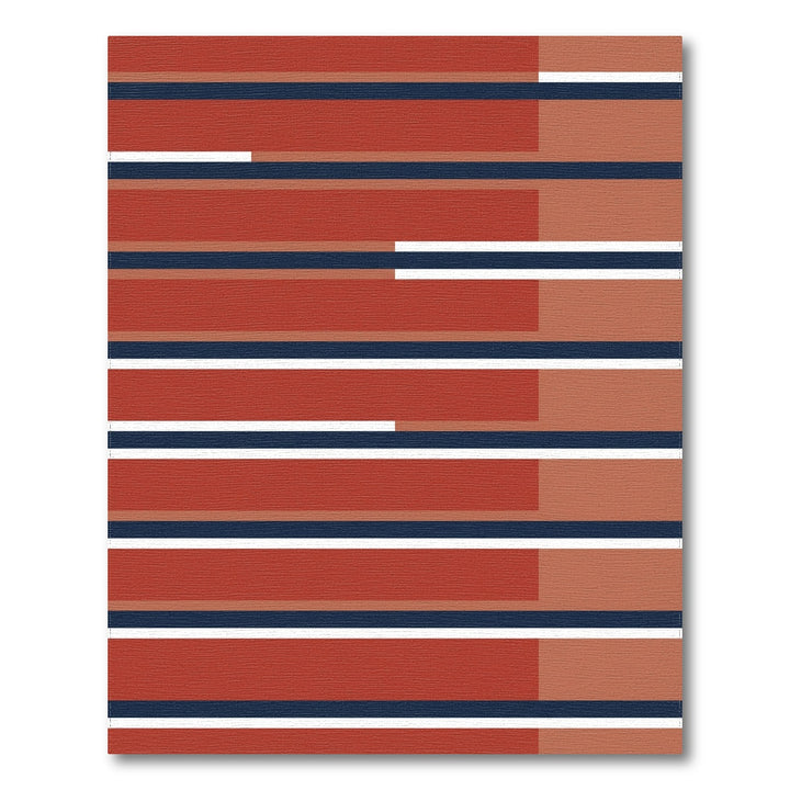 Earthy Red Navy Stripe Collage Rug