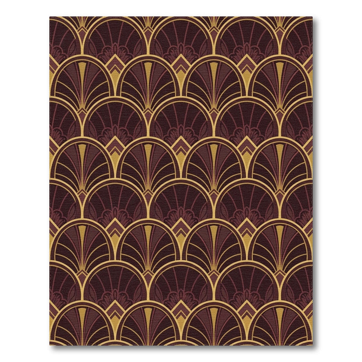 Crimson Gold Art Deco Fan Rug