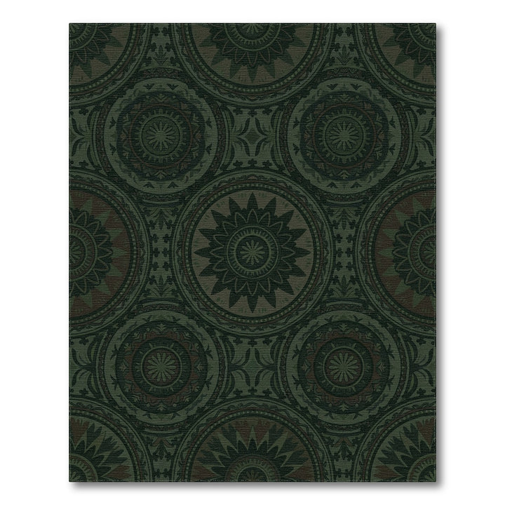 Brooding Green Medallion Circles Rug