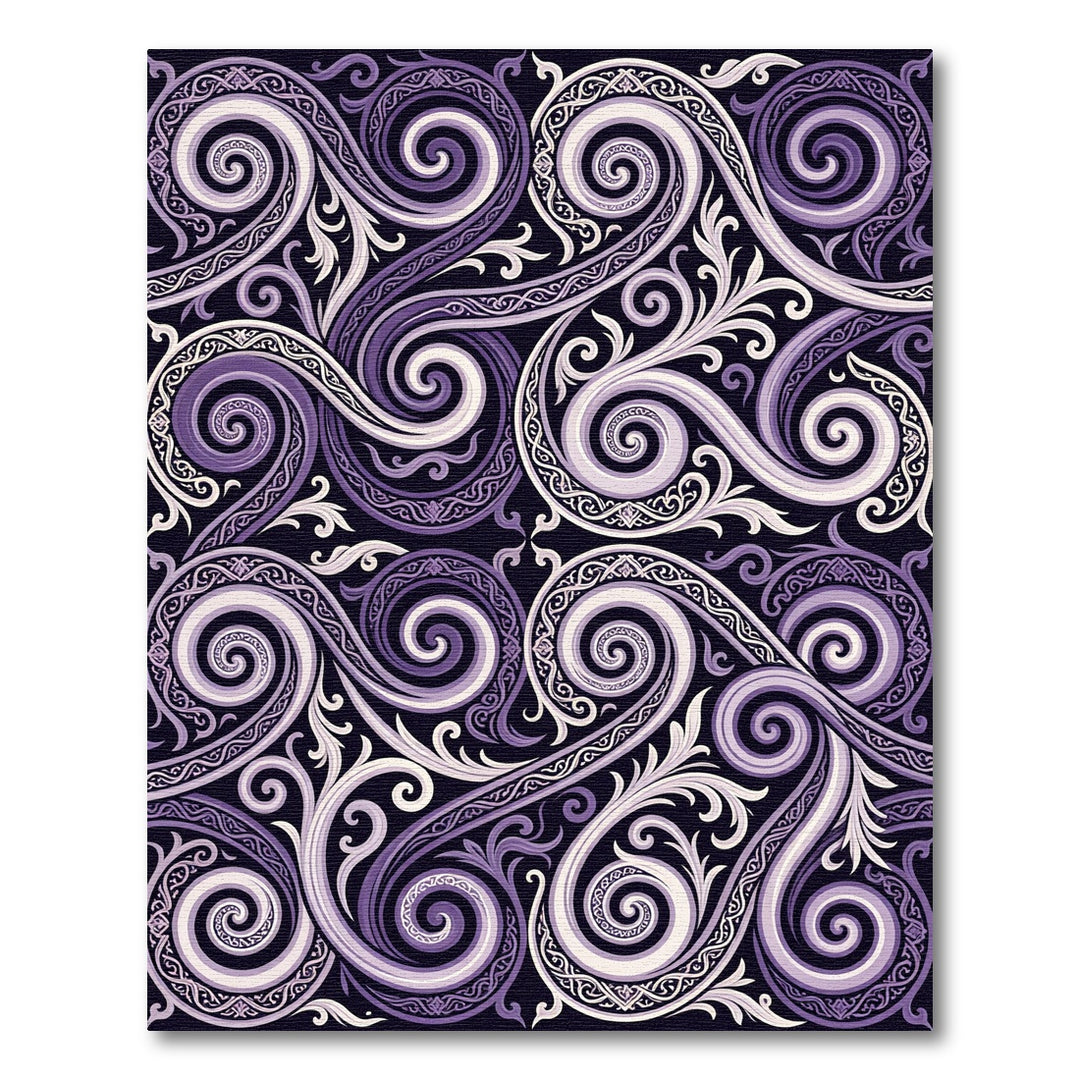 Rich Lavender Swirl Victorian Flourish Rug