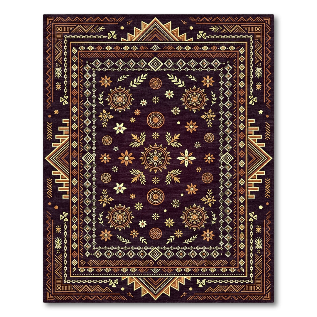Golden Sunburst Tribal Rug