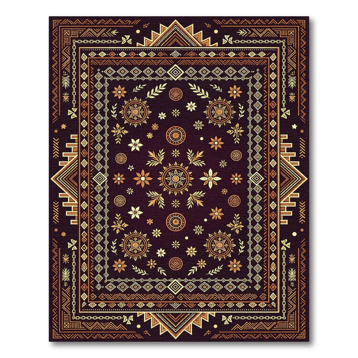 Golden Sunburst Tribal Rug