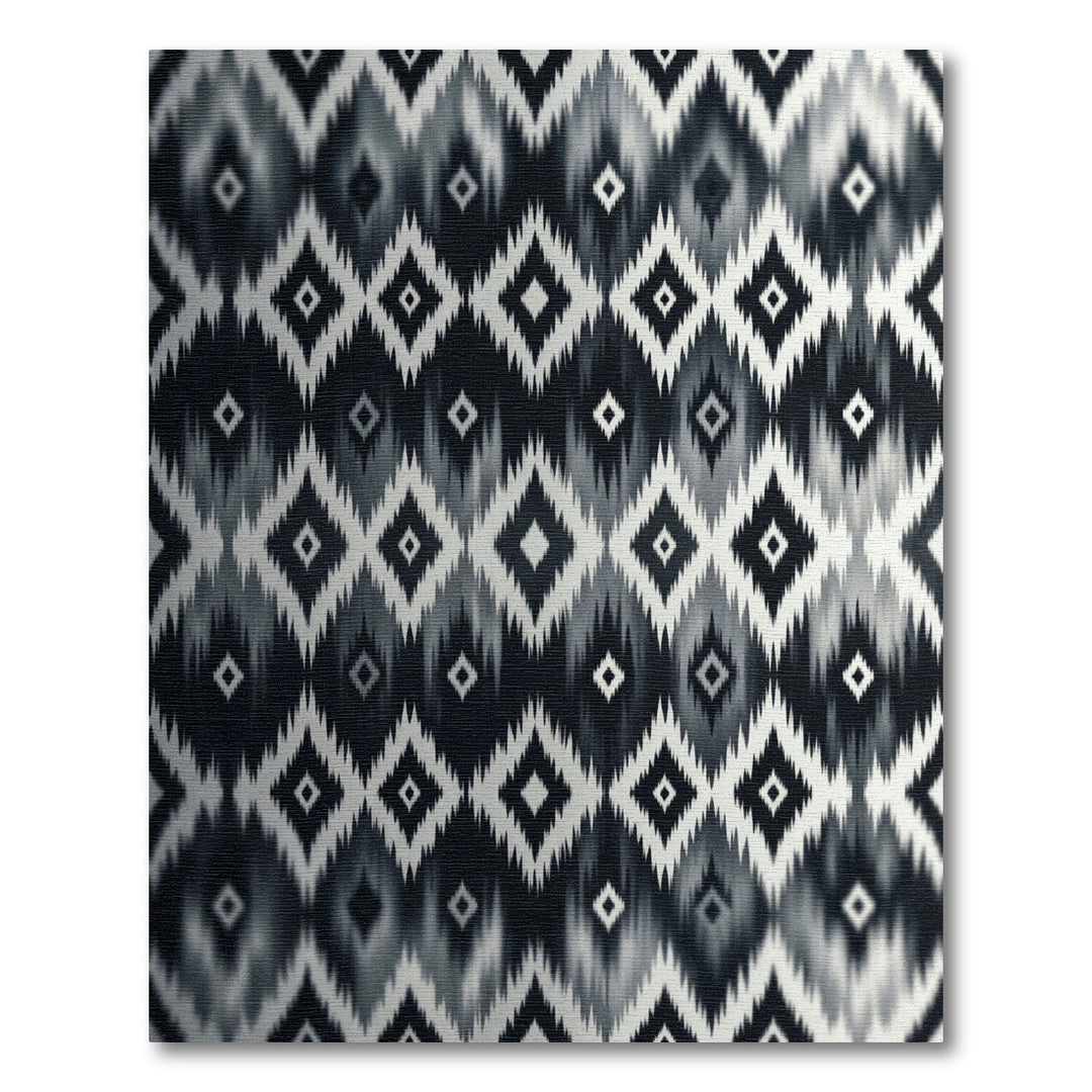 Tribal Diamond Geometric Black White Rug