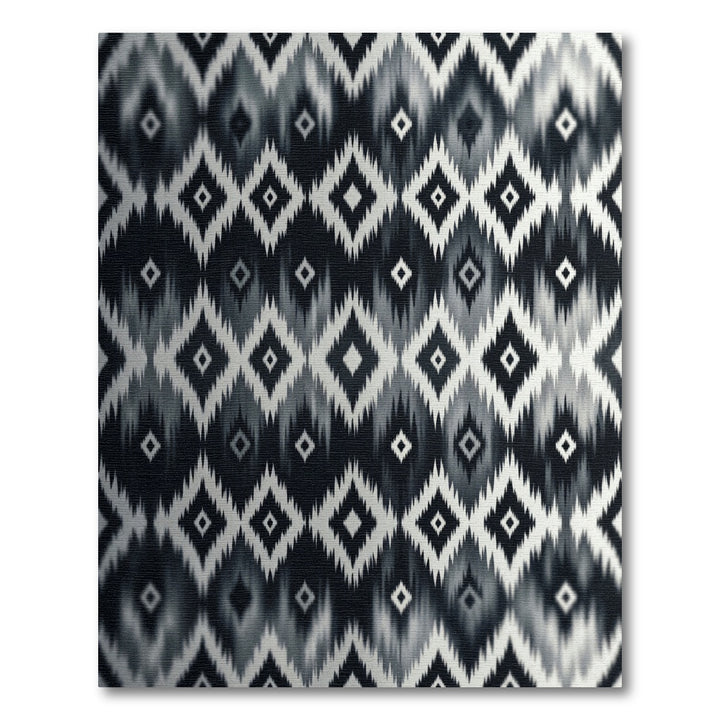 Tribal Diamond Geometric Black White Rug