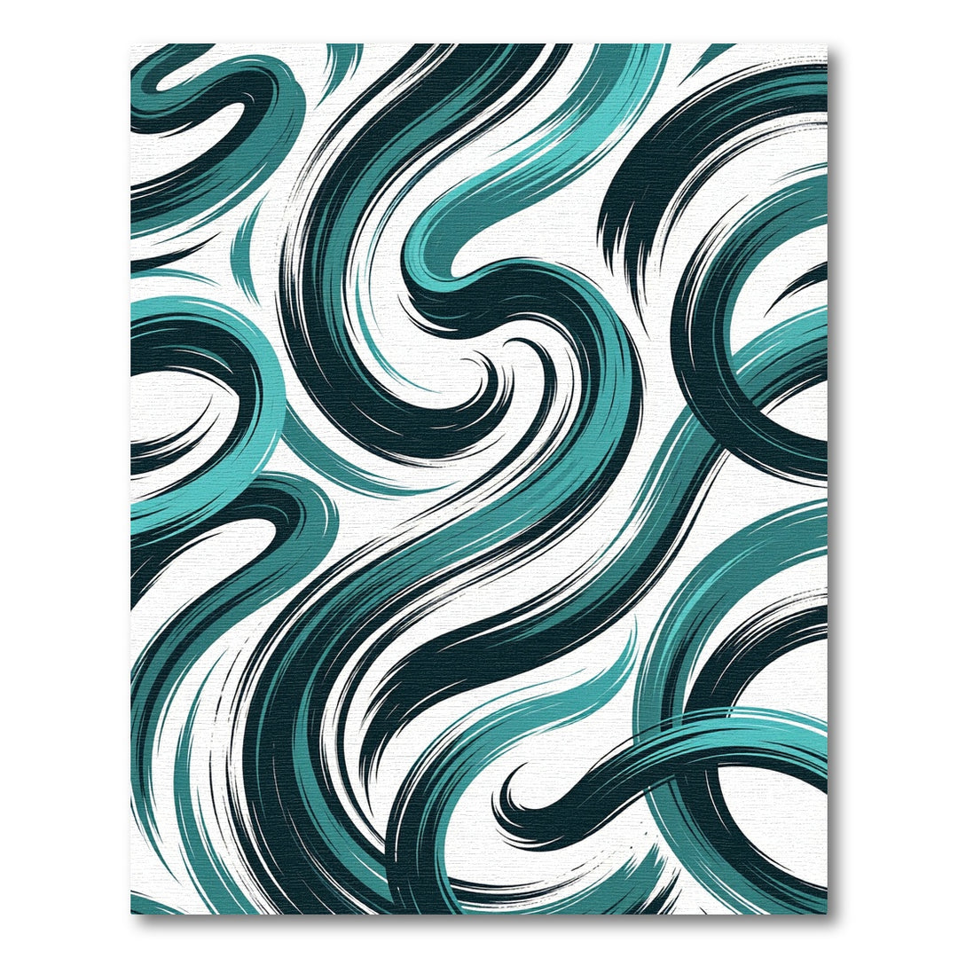 Ocean Blue Swirling Brushstroke Rug