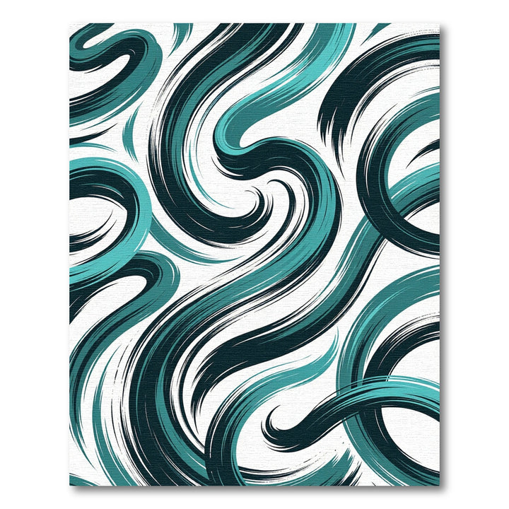 Ocean Blue Swirling Brushstroke Rug