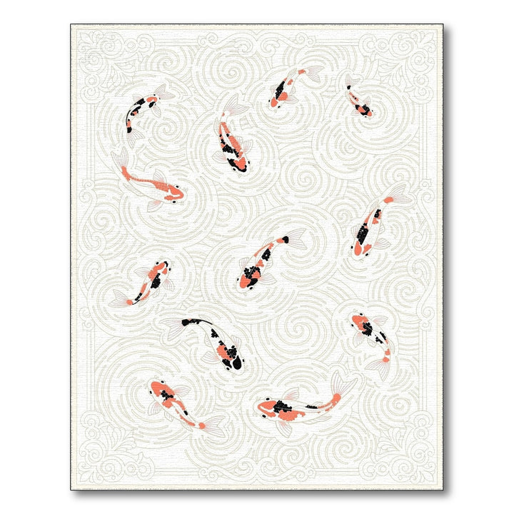 Orange Koi Fish Swirl Washable Area Rug