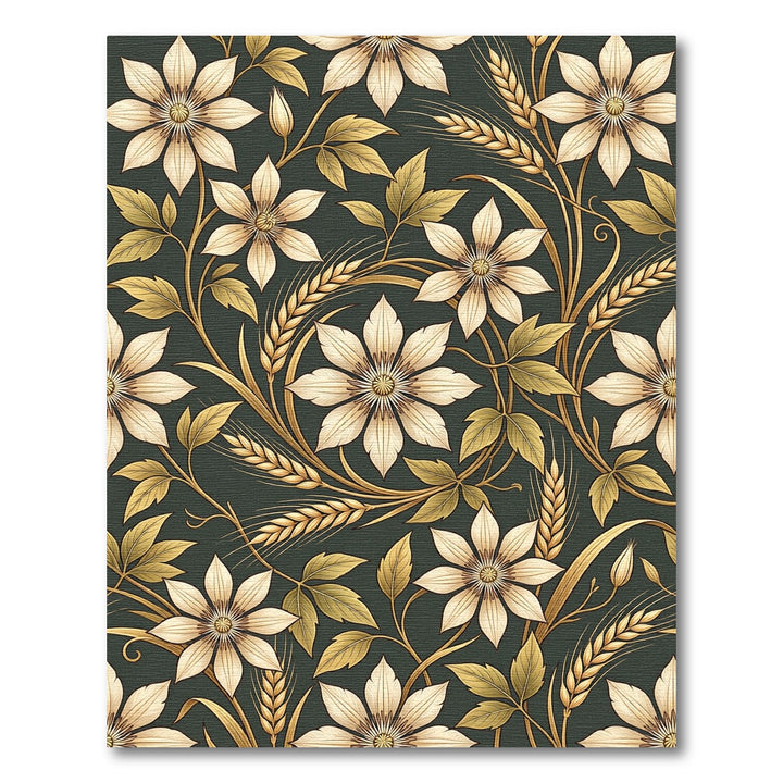 Golden Floral Wheat Harvest Rug