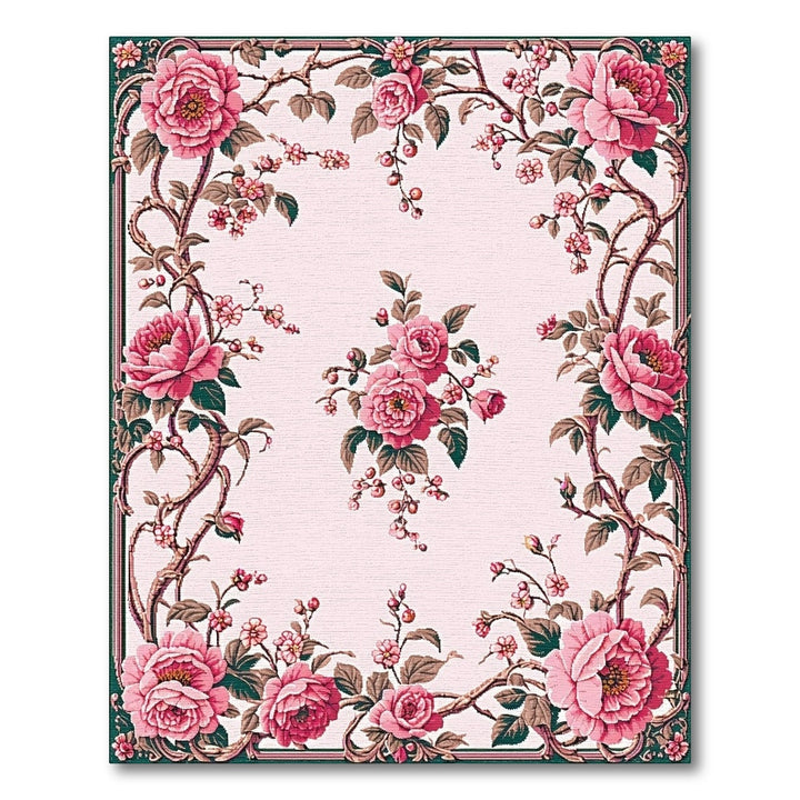 Pink Rose Floral Vintage Washable Area Rug