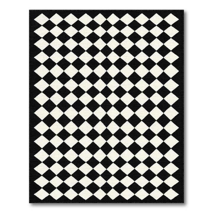 Black and White Diamond Checkered Area Rug