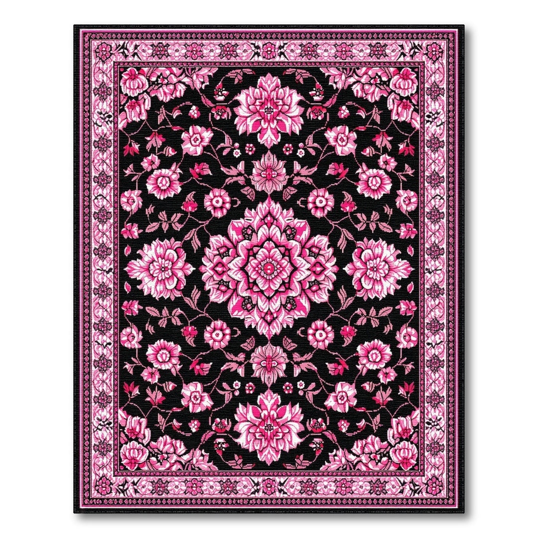 Pink Floral Medallion Vintage Area Rug