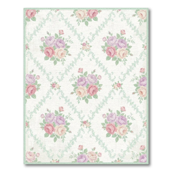 Pastel Rose Bouquet Vintage Floral Rug