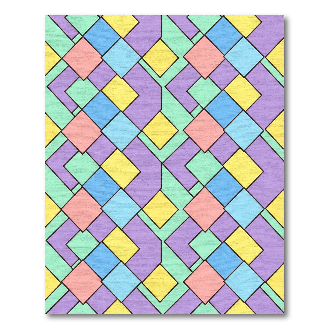 Pastel Geometric Diamond Composition Rug