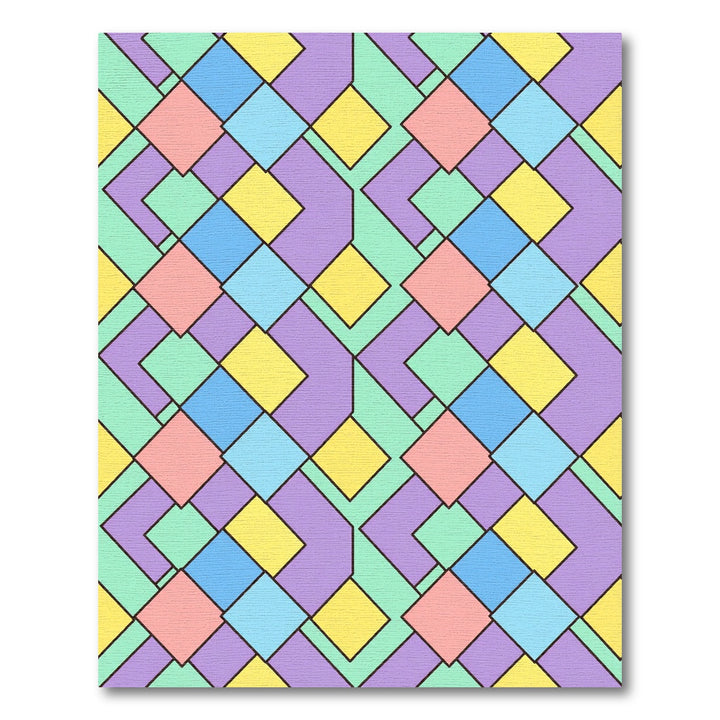 Pastel Geometric Diamond Composition Rug