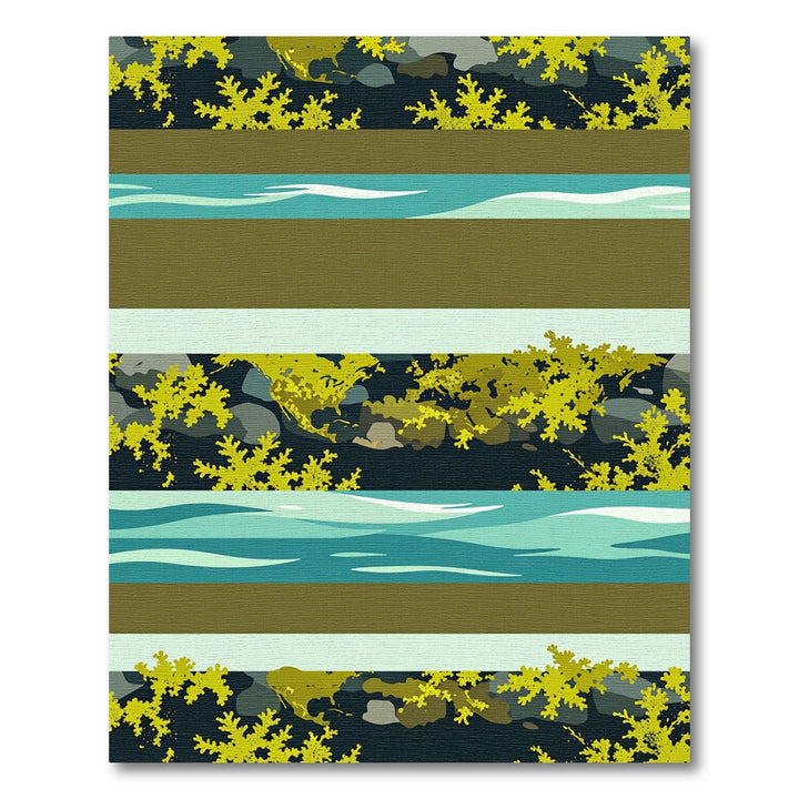 Abstract Yellow Green Water Stripes Rug