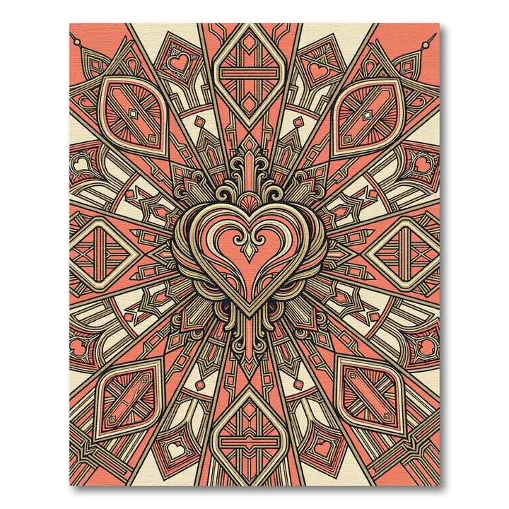 Coral Golden Heart Radial Medallion Rug