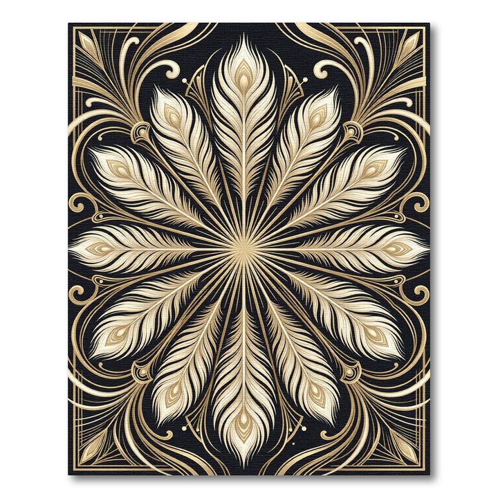 Art Deco Golden Peacock Feather Rug