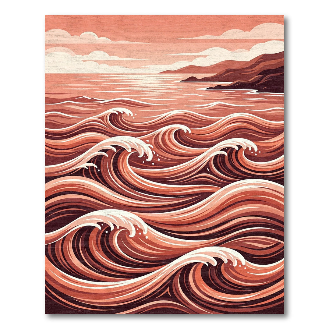 Coral Ocean Wave Composition Rug