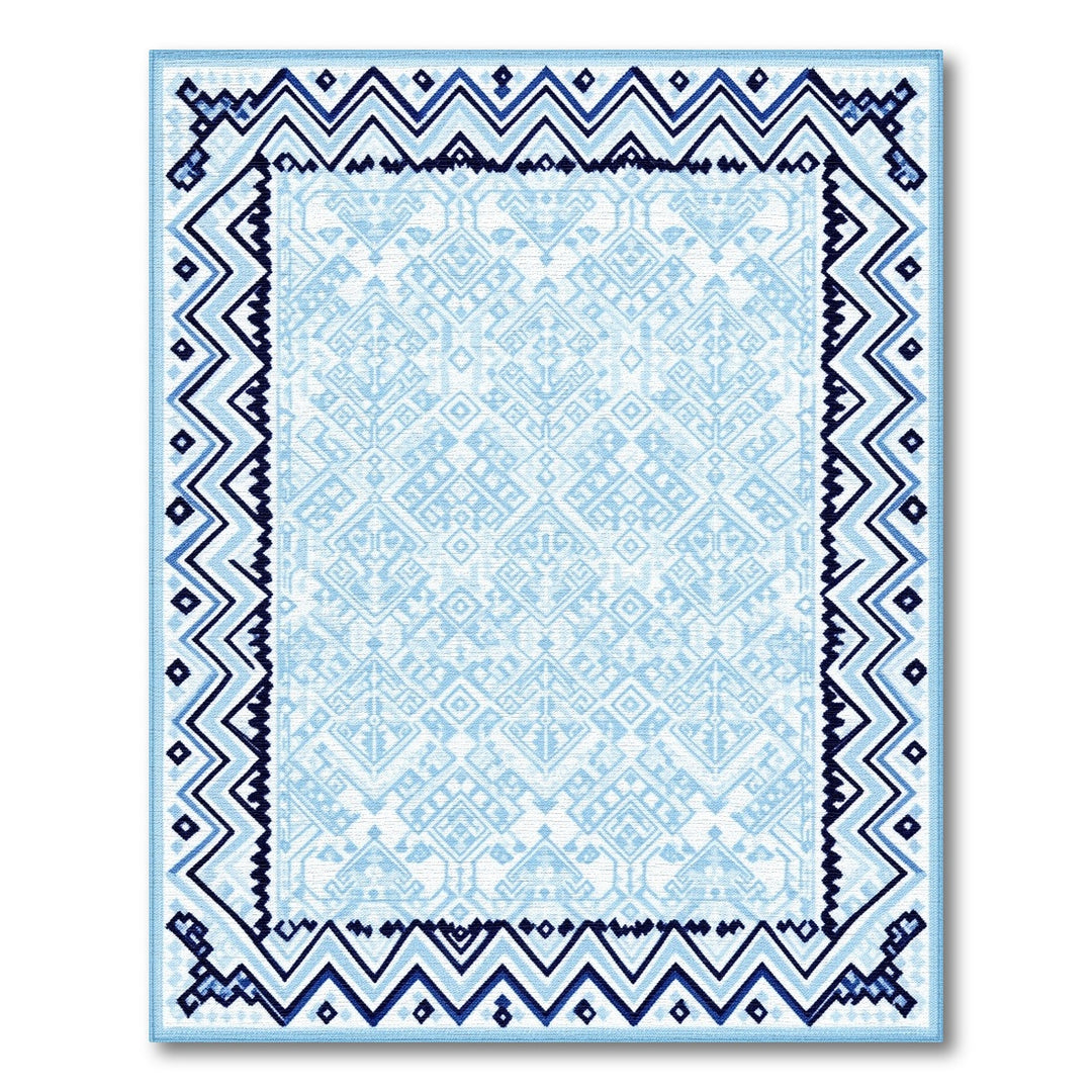 Geometric Modern Blue Geometric Chevron Area Rug