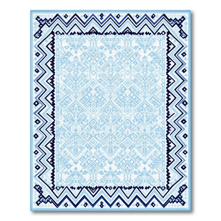 Geometric Modern Blue Geometric Chevron Area Rug