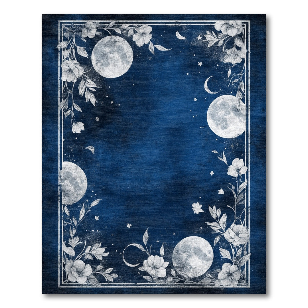 Celestial Moon Floral Distressed Area Rug