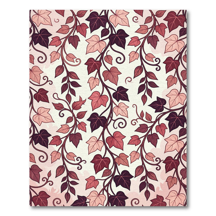 Mauve Grapevine Swirl Leaf Pattern Rug