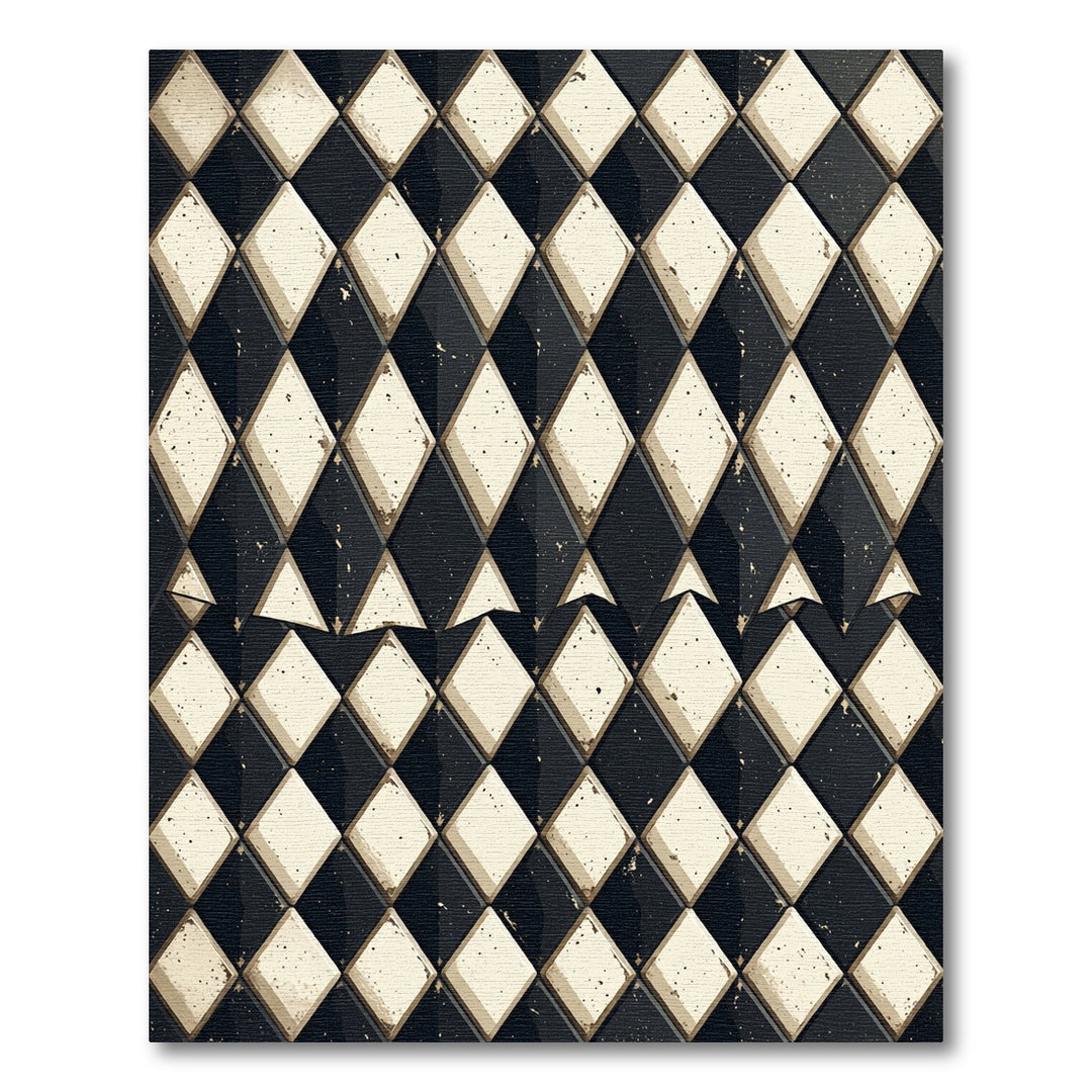 Classic Black Cream Diamond Tessellation Rug