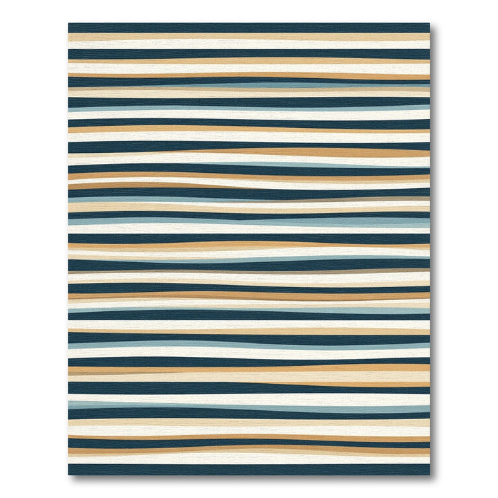 Wavy Mid Century Modern Stripe Rug