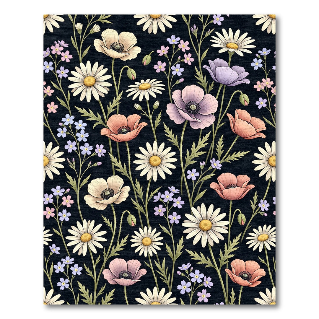 Vibrant Floral Collection Dark Background Rug
