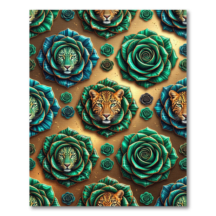Emerald Leopard Rose Gold Rug
