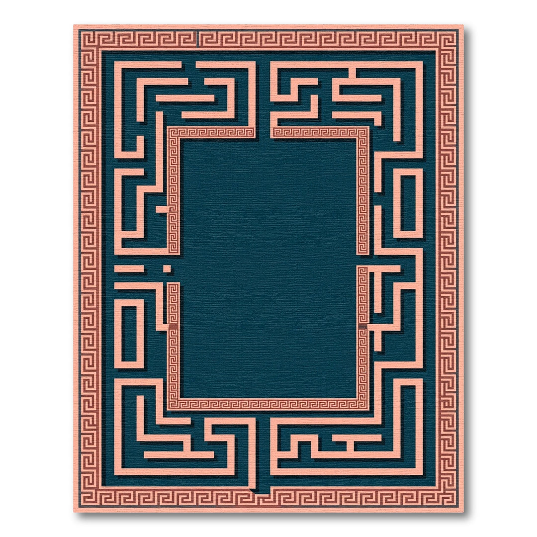 Coral Maze Greek Key Border Rug