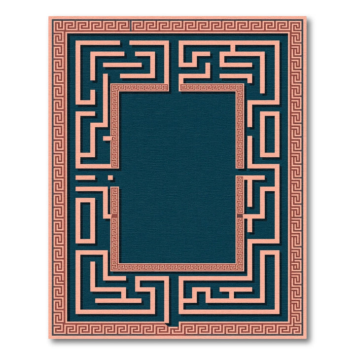 Coral Maze Greek Key Border Rug