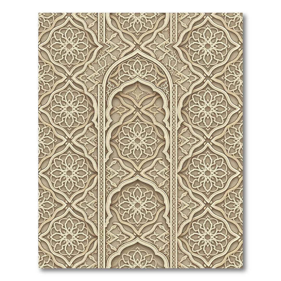 Oriental Beige Arabesque Arch Rug