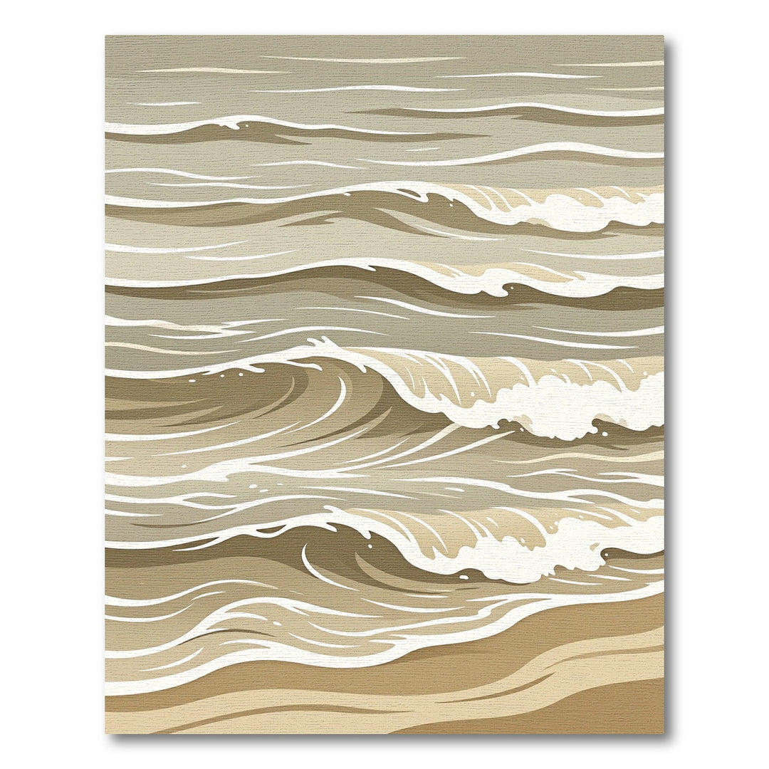 Serene Coastal Wave Abstract Rug