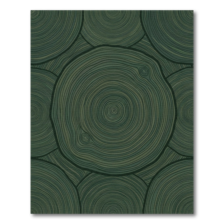 Deep Forest Wood Grain Circles Rug