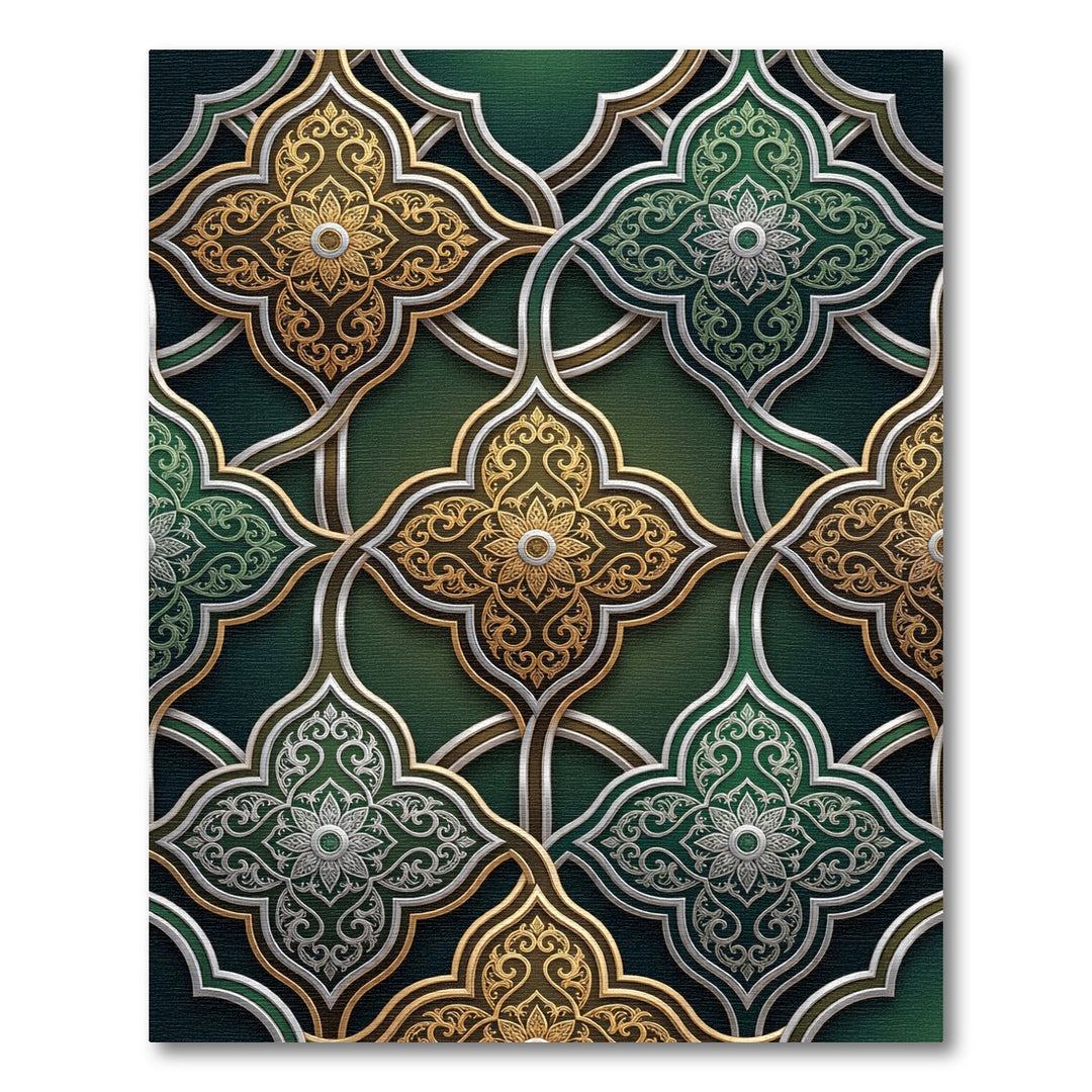 Emerald Gold Intricate Trefoil Rug