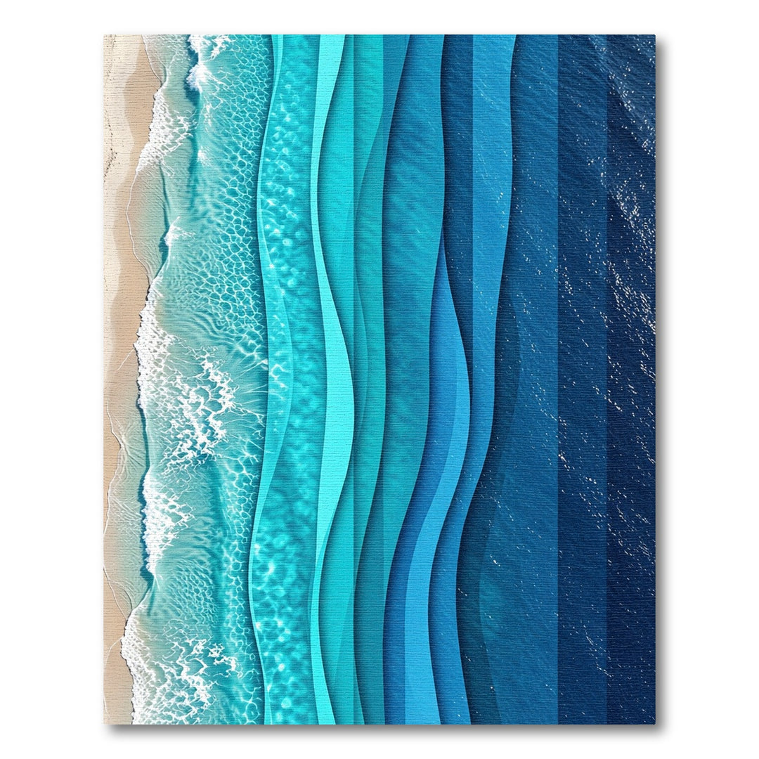 Oceanic Waves Striped Gradient Rug