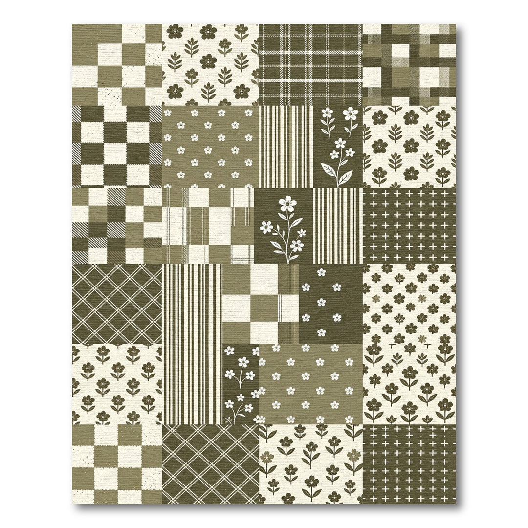 Earth Tones Patchwork Floral Plaid Rug