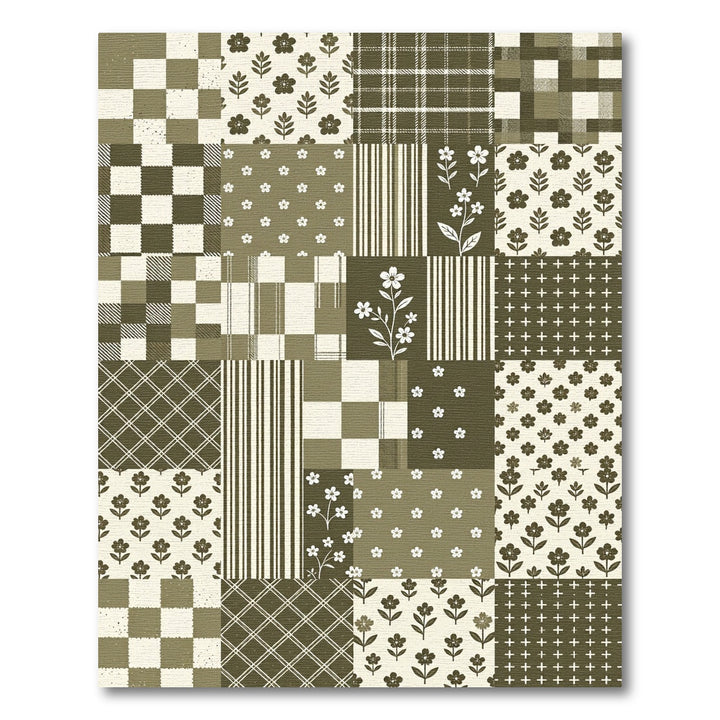 Earth Tones Patchwork Floral Plaid Rug