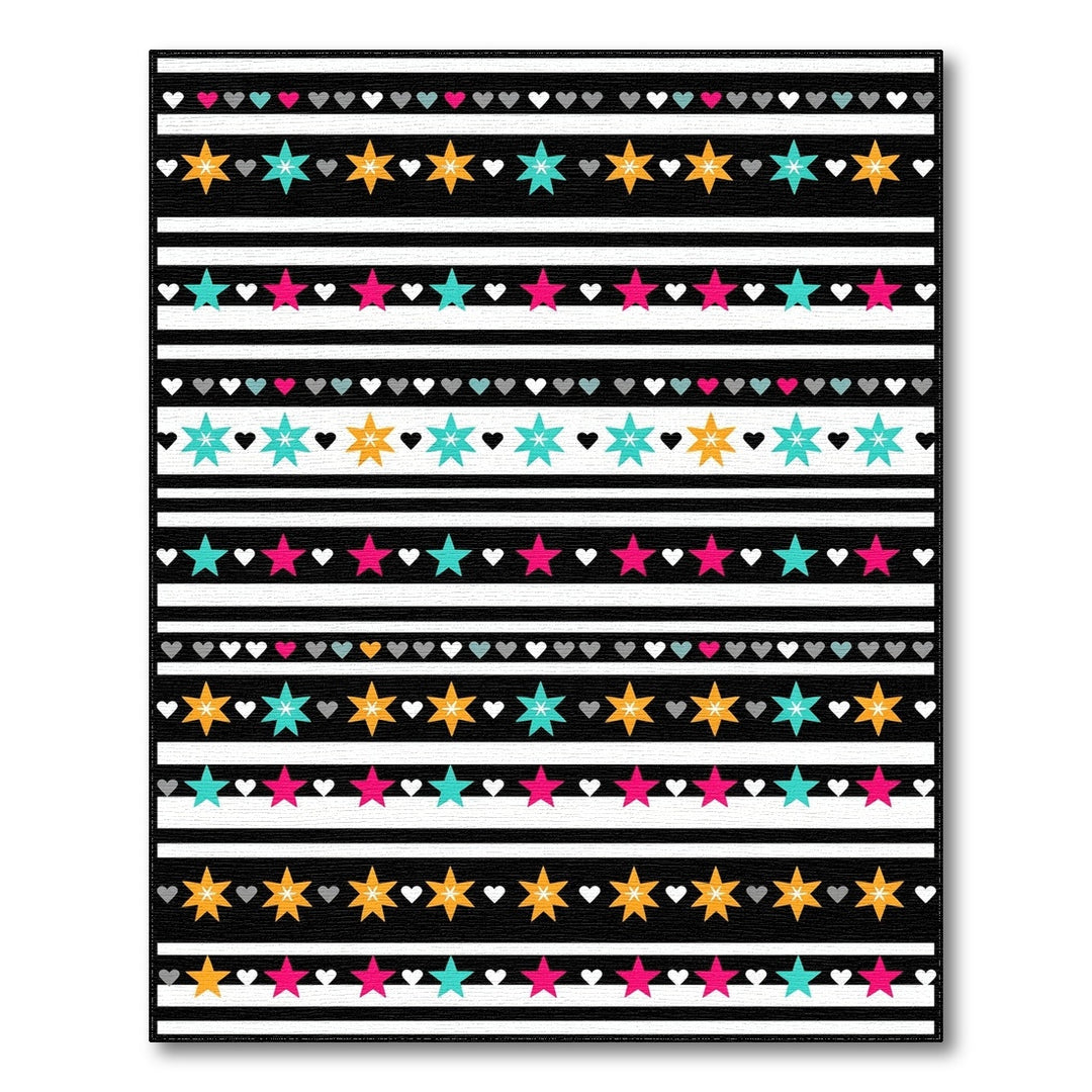 Vibrant Stars Hearts Kids Area Rug
