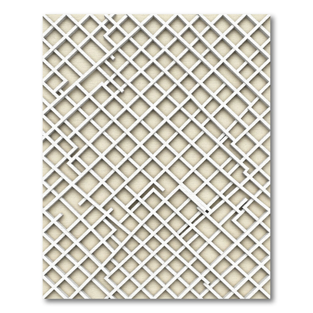 White Lattice Geometric Composition Rug