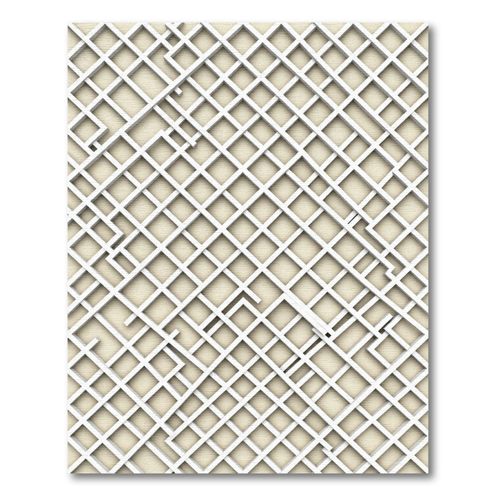 White Lattice Geometric Composition Rug