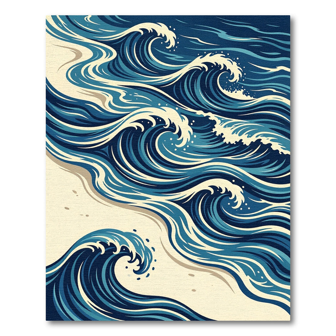Deep Blue Ocean Wave Serenity Rug