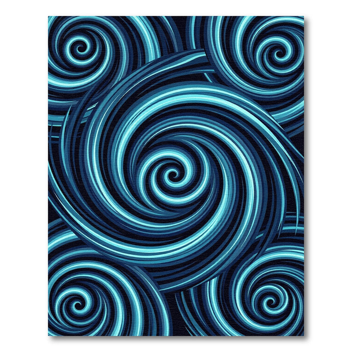 Deep Blue Swirling Vortex Rug