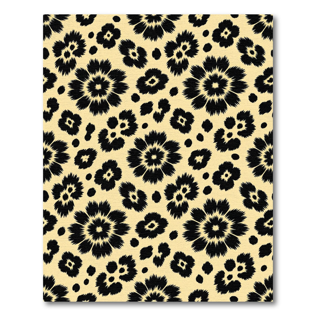 Black Floral Spot Cheetah Rug
