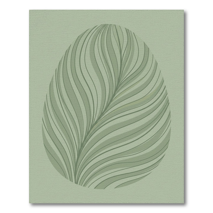 Pale Green Wavy Leaf Abstract Rug