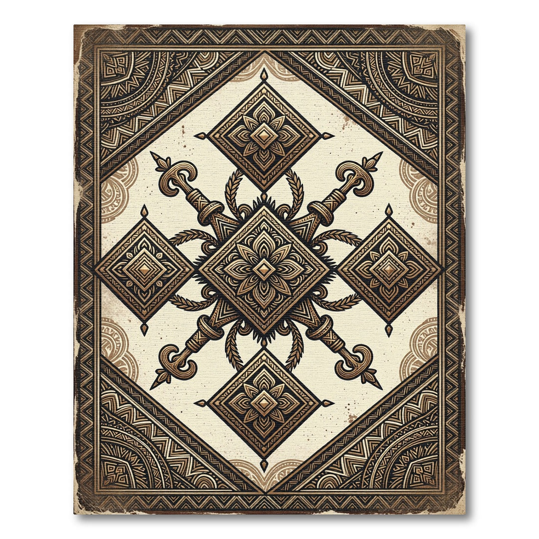Golden Royal Swords Mandala Rug